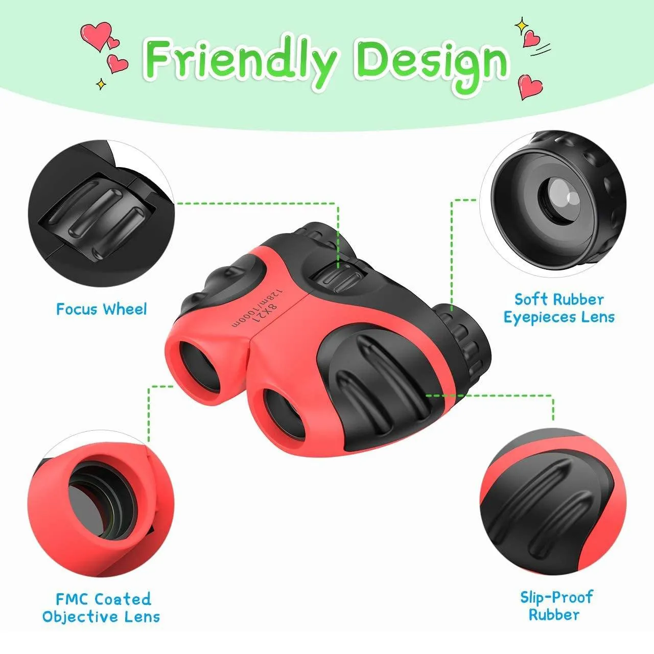 Compact High Resolution Shockproof Binoculars for Kids