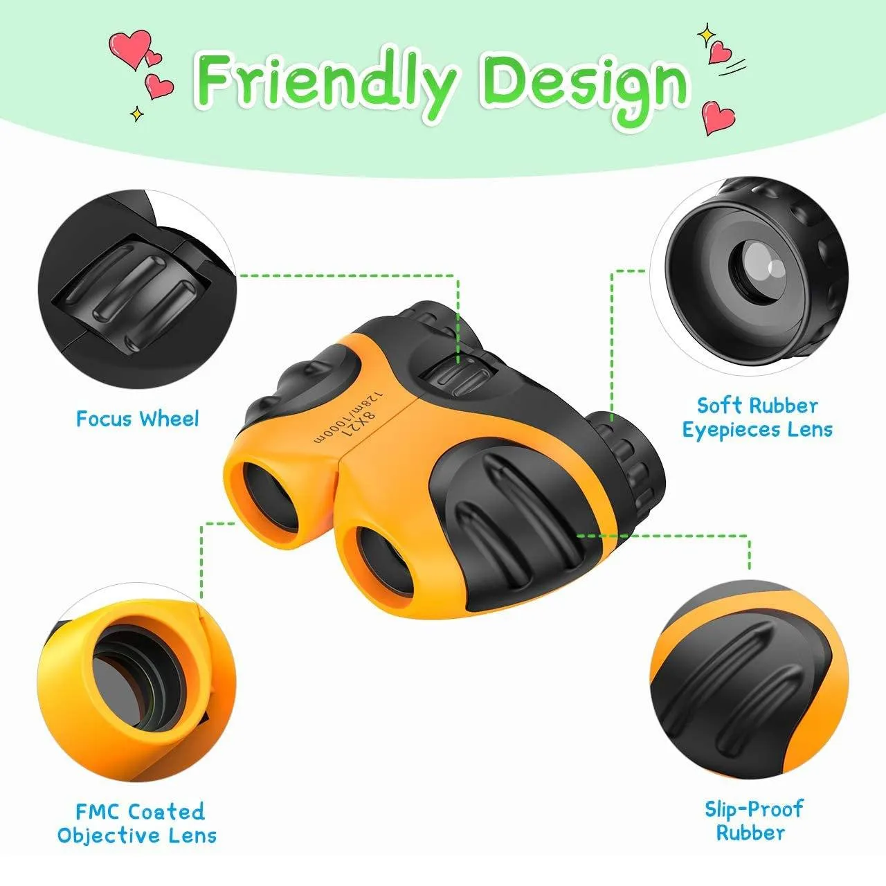 Compact High Resolution Shockproof Binoculars for Kids