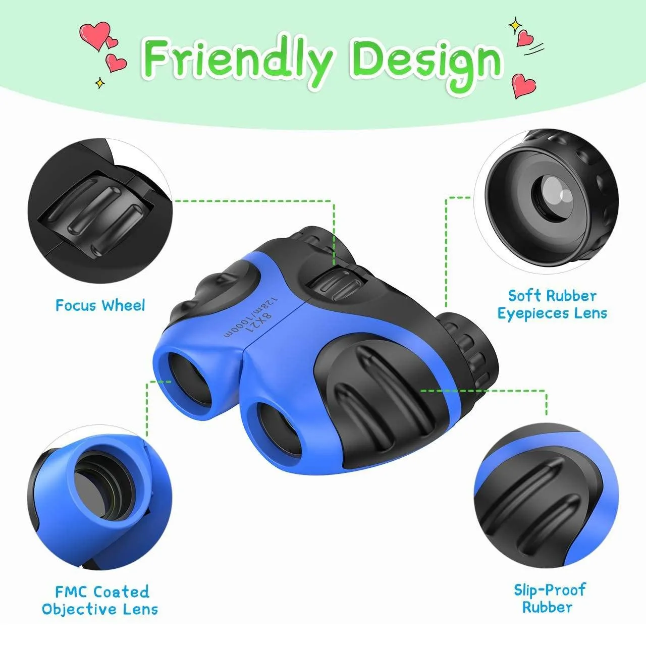 Compact High Resolution Shockproof Binoculars for Kids