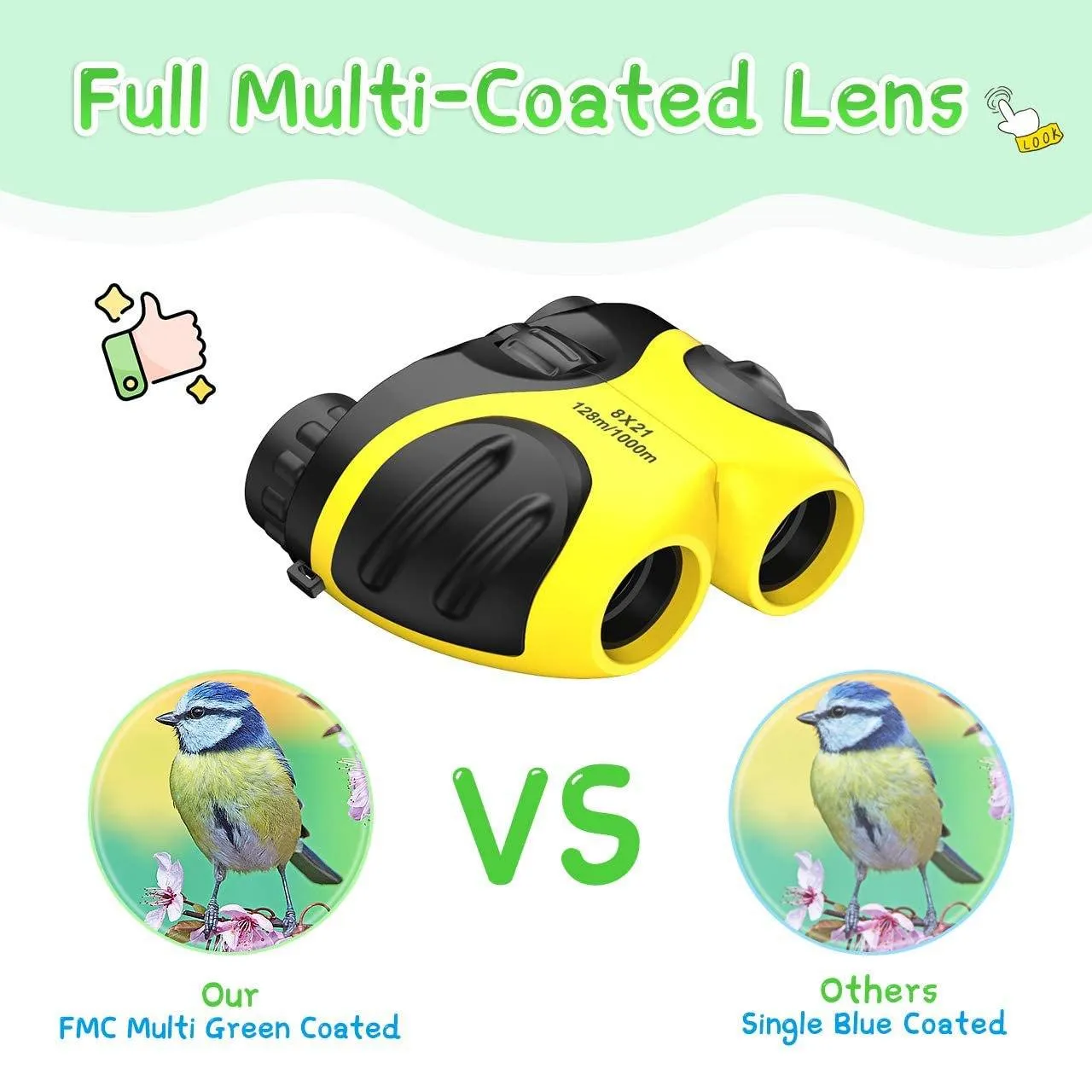Compact High Resolution Shockproof Binoculars for Kids