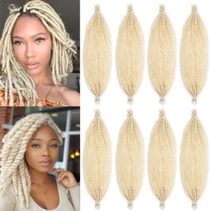 COOKOO 16 Inch 8 packs Springy Afro Twist Hair Pre-Fluffed Spring Twist Hair Kinky Marley Twist Braiding Hair for Soft Butterfly Locs Crochet Hair Synthetic Hair Extensions for Women(16 Inch, 613#)
