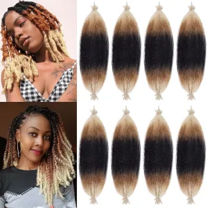 COOKOO 16 Inch Springy Afro Twist Hair 8 packs Ombre Marley Twist Braiding Hair Spring Twist Hair Kinky Twist Hair for Soft Locs Hair Synthetic Hair Extensions for Women(16 Inch, 1B/27/613#)