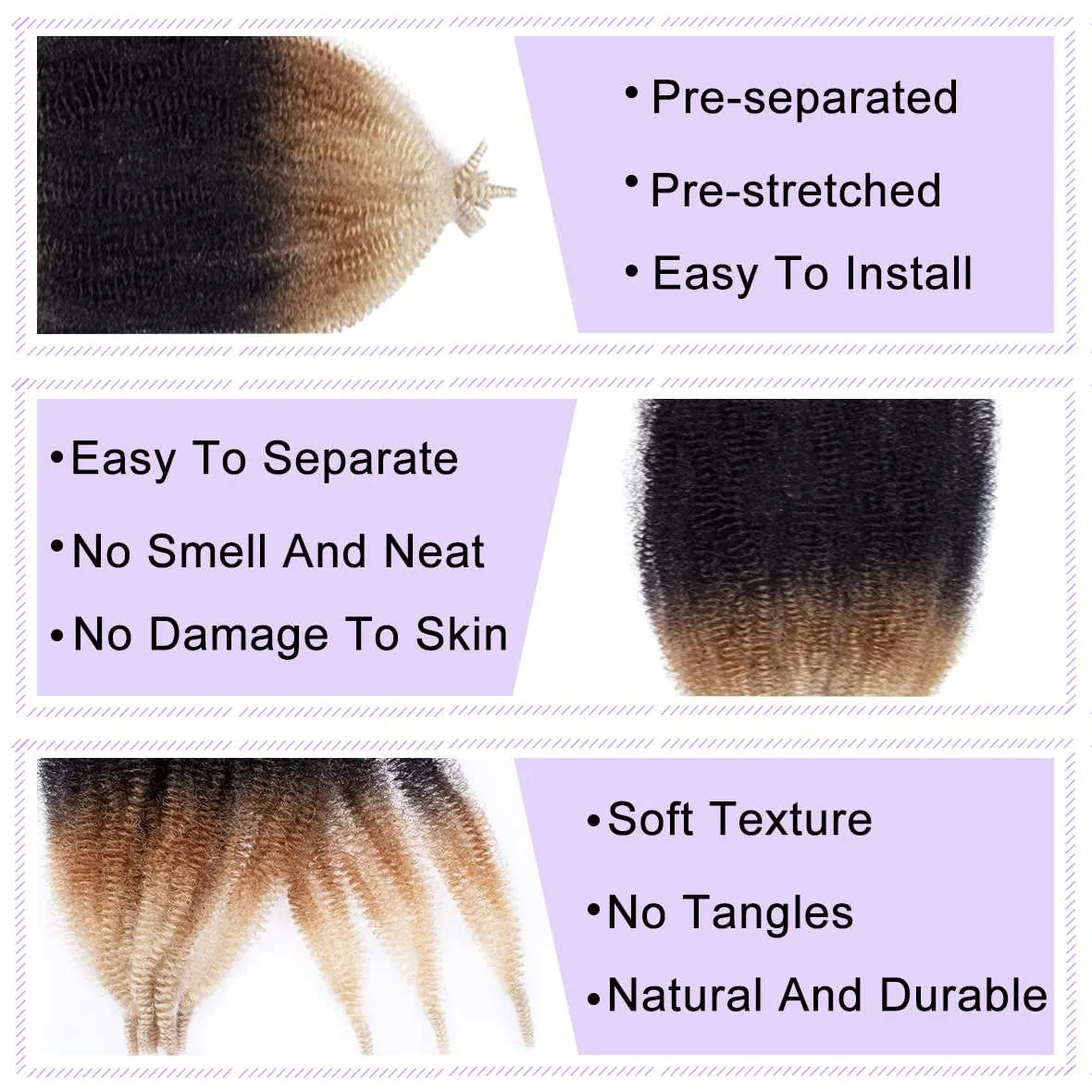 COOKOO 16 Inch Springy Afro Twist Hair 8 packs Ombre Marley Twist Braiding Hair Spring Twist Hair Kinky Twist Hair for Soft Locs Hair Synthetic Hair Extensions for Women(16 Inch, 1B/27/613#)