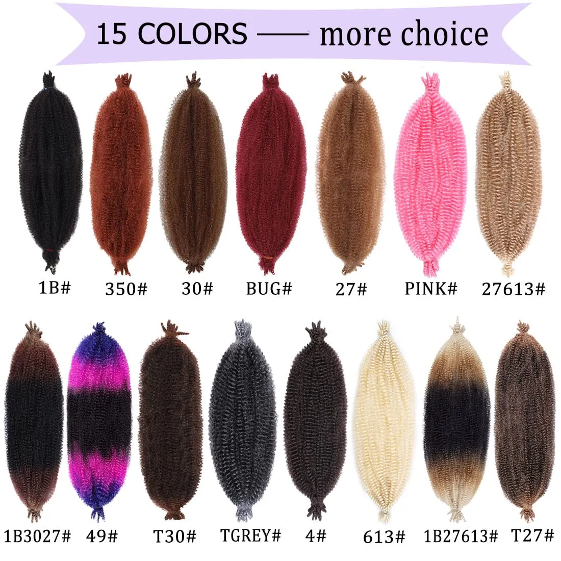 COOKOO 16 Inch Springy Afro Twist Hair 8 packs Ombre Marley Twist Braiding Hair Spring Twist Hair Kinky Twist Hair for Soft Locs Hair Synthetic Hair Extensions for Women(16 Inch, 1B/27/613#)