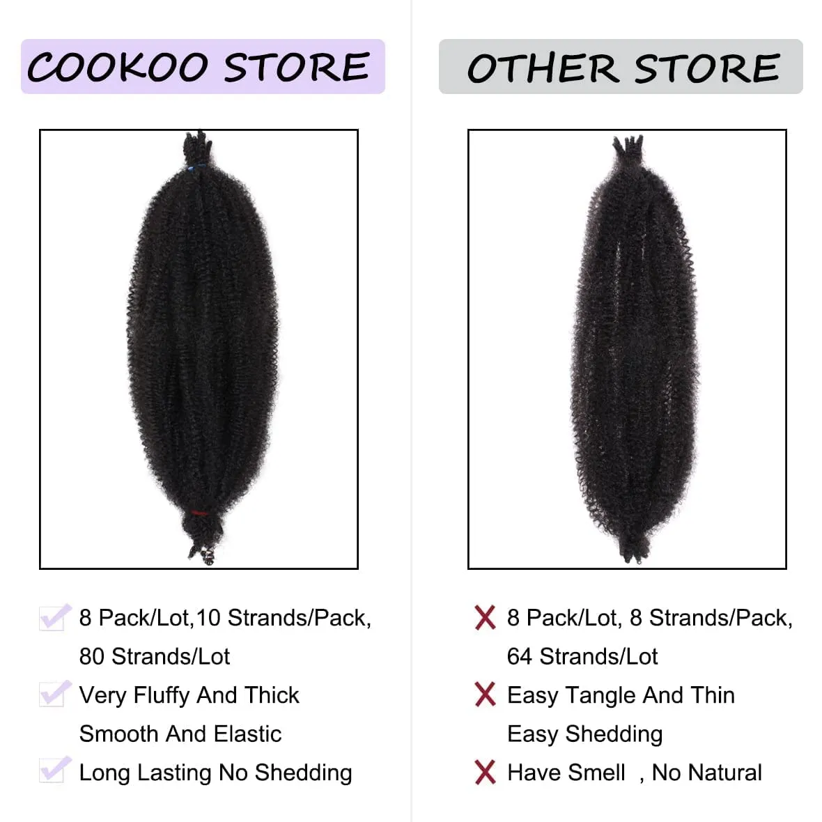 COOKOO 16 Inch Springy Afro Twist Hair 8 packs Ombre Marley Twist Braiding Hair Spring Twist Hair Kinky Twist Hair for Soft Locs Hair Synthetic Hair Extensions for Women(16 Inch, 1B/27/613#)
