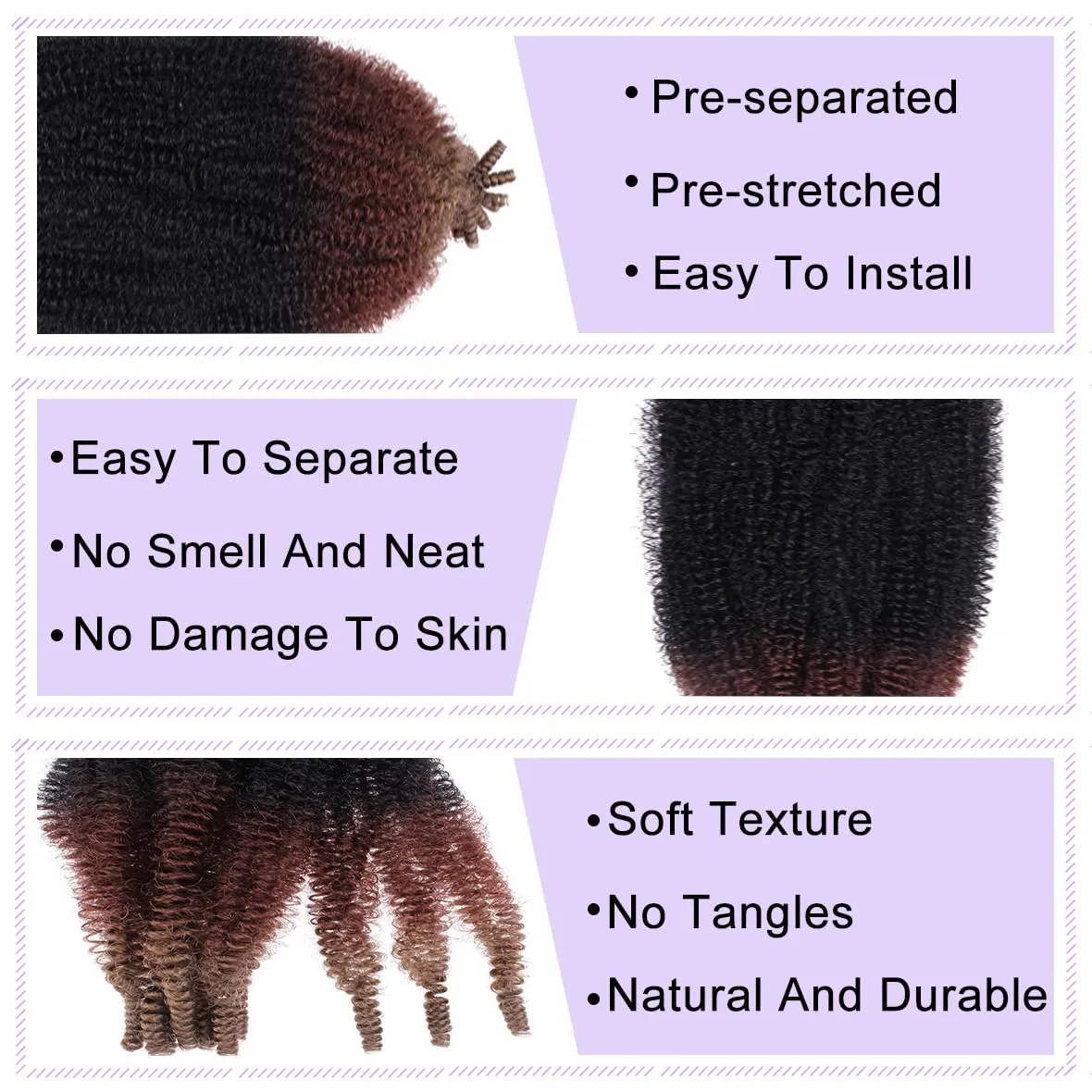 COOKOO Pre-Separated Springy Afro Twist Hair 16 Inch 8 packs Ombre Marley Twist Braiding Hair Spring Twist Hair for Soft Faux Locs Hair Synthetic Hair Extensions for Women(16 Inch, 1B/30/27#)