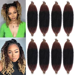 COOKOO Pre-Separated Springy Afro Twist Hair 16 Inch 8 packs Ombre Marley Twist Braiding Hair Spring Twist Hair for Soft Faux Locs Hair Synthetic Hair Extensions for Women(16 Inch, 1B/30/27#)
