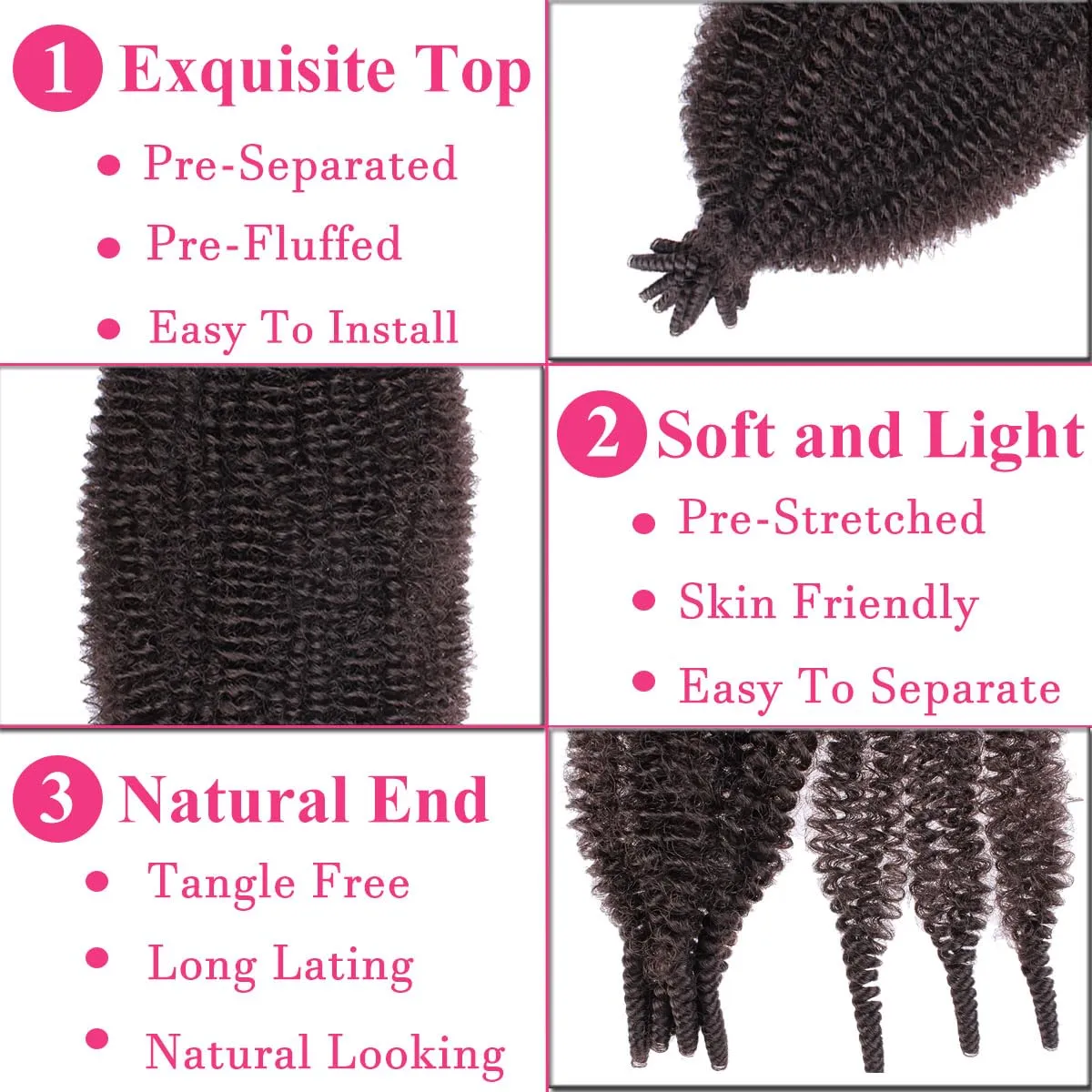 COOKOO Pre-Separated Springy Afro Twist Hair 16 Inch 8 packs Pre-Fluffed Spring Twist Hair Marley Twist Braiding Hair For Soft Locs Kinky Afro Twist Hair Synthetic Hair Extensions(16 Inch,4#)