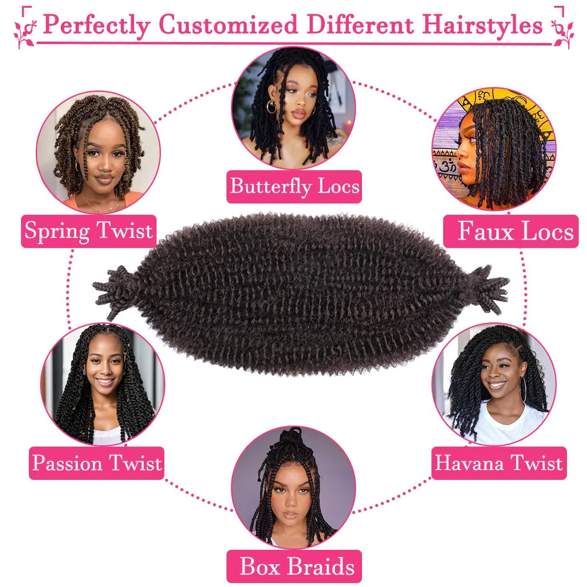 COOKOO Pre-Separated Springy Afro Twist Hair 16 Inch 8 packs Pre-Fluffed Spring Twist Hair Marley Twist Braiding Hair For Soft Locs Kinky Afro Twist Hair Synthetic Hair Extensions(16 Inch,4#)