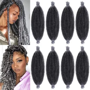 COOKOO Springy Afro Twist Hair 16 Inch 8 packs Pre-Separated Ombre Marley Twist Braiding Hair Pre-Fluffed Spring Twist Hair For Kinky Afro Twist Hair Synthetic Hair Extensions(16 Inch,TGREY#)