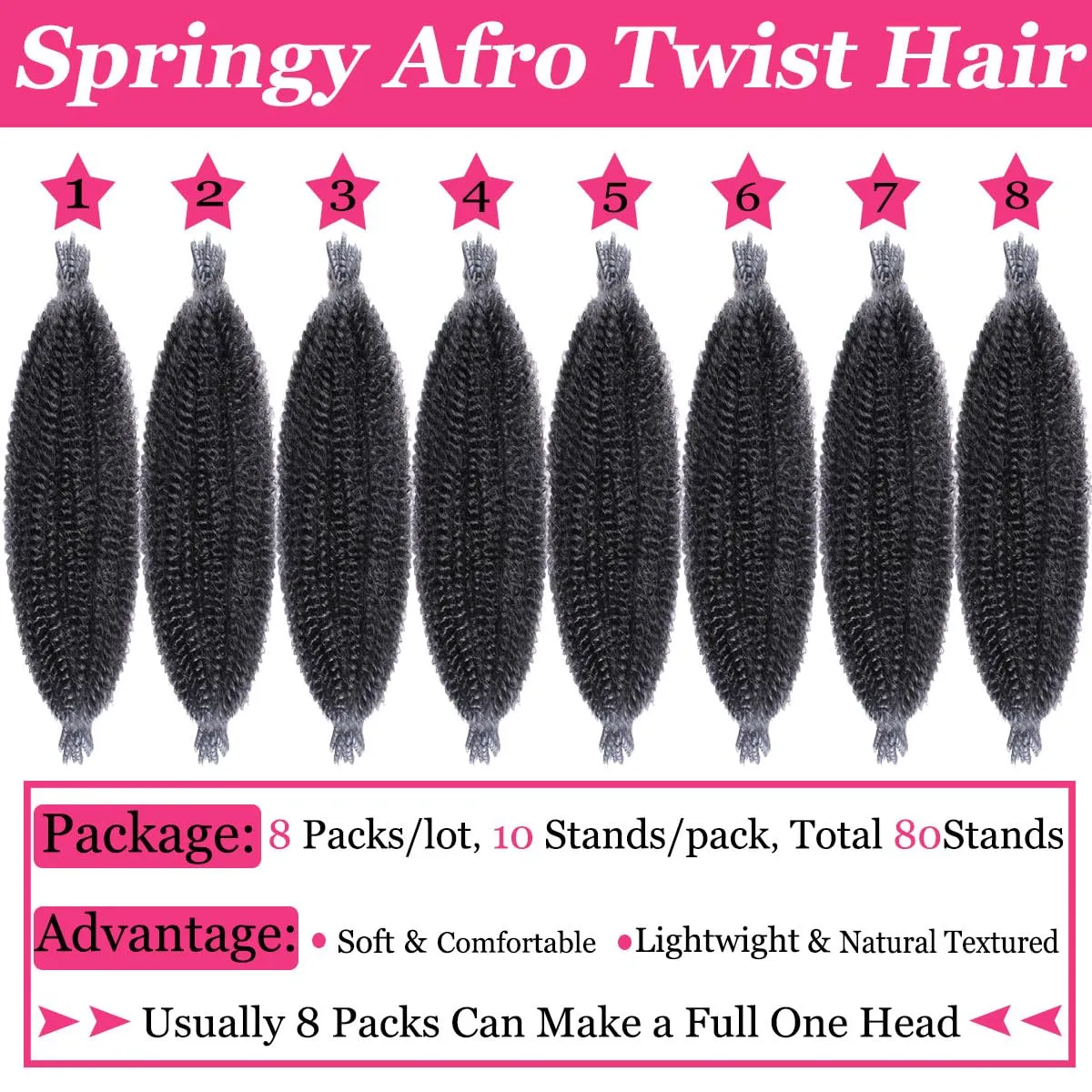 COOKOO Springy Afro Twist Hair 16 Inch 8 packs Pre-Separated Ombre Marley Twist Braiding Hair Pre-Fluffed Spring Twist Hair For Kinky Afro Twist Hair Synthetic Hair Extensions(16 Inch,TGREY#)