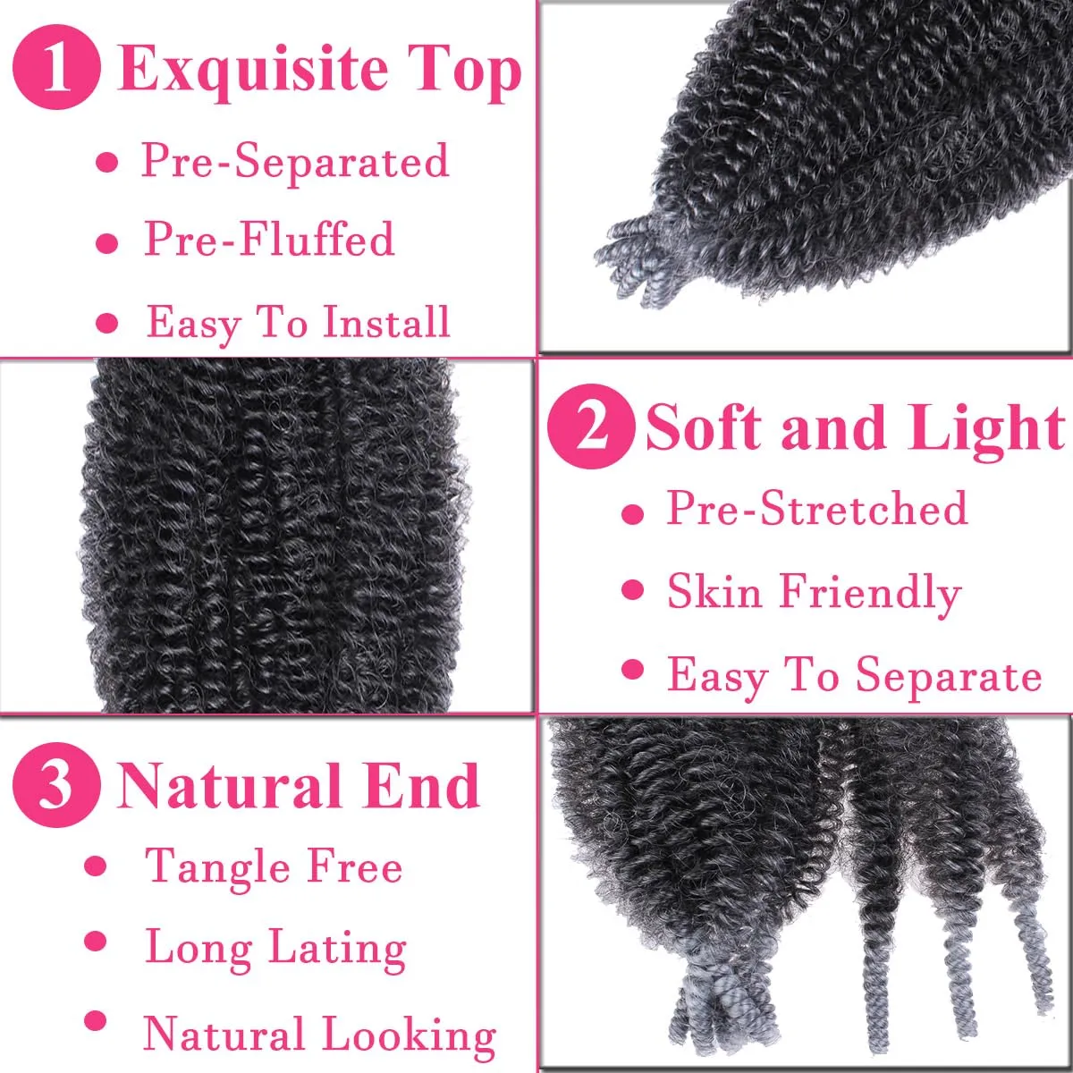 COOKOO Springy Afro Twist Hair 16 Inch 8 packs Pre-Separated Ombre Marley Twist Braiding Hair Pre-Fluffed Spring Twist Hair For Kinky Afro Twist Hair Synthetic Hair Extensions(16 Inch,TGREY#)