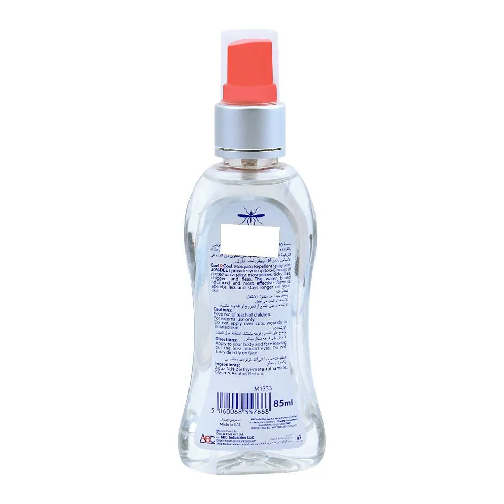 Cool & Cool 30% DEET Mosquito Repellent Spray, Protection Against Dengue & Malaria, 85ml