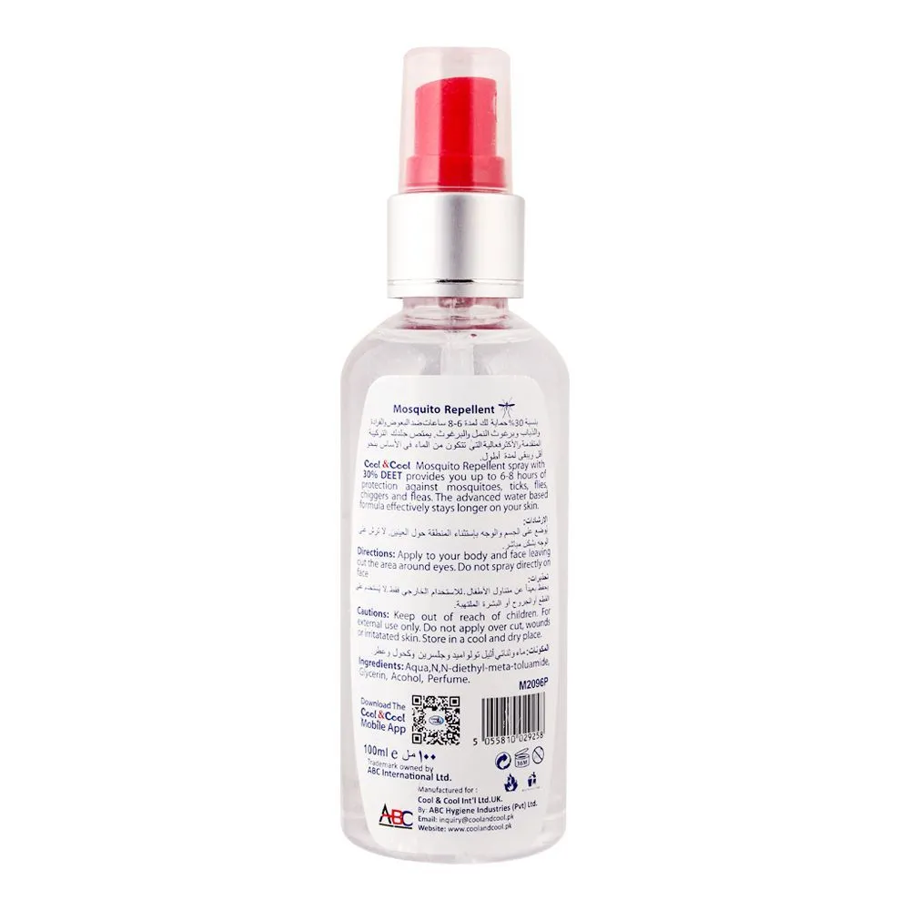 Cool & Cool 30% DEET Mosquito Repellent Spray, Protection Against Dengue & Malaria, 85ml