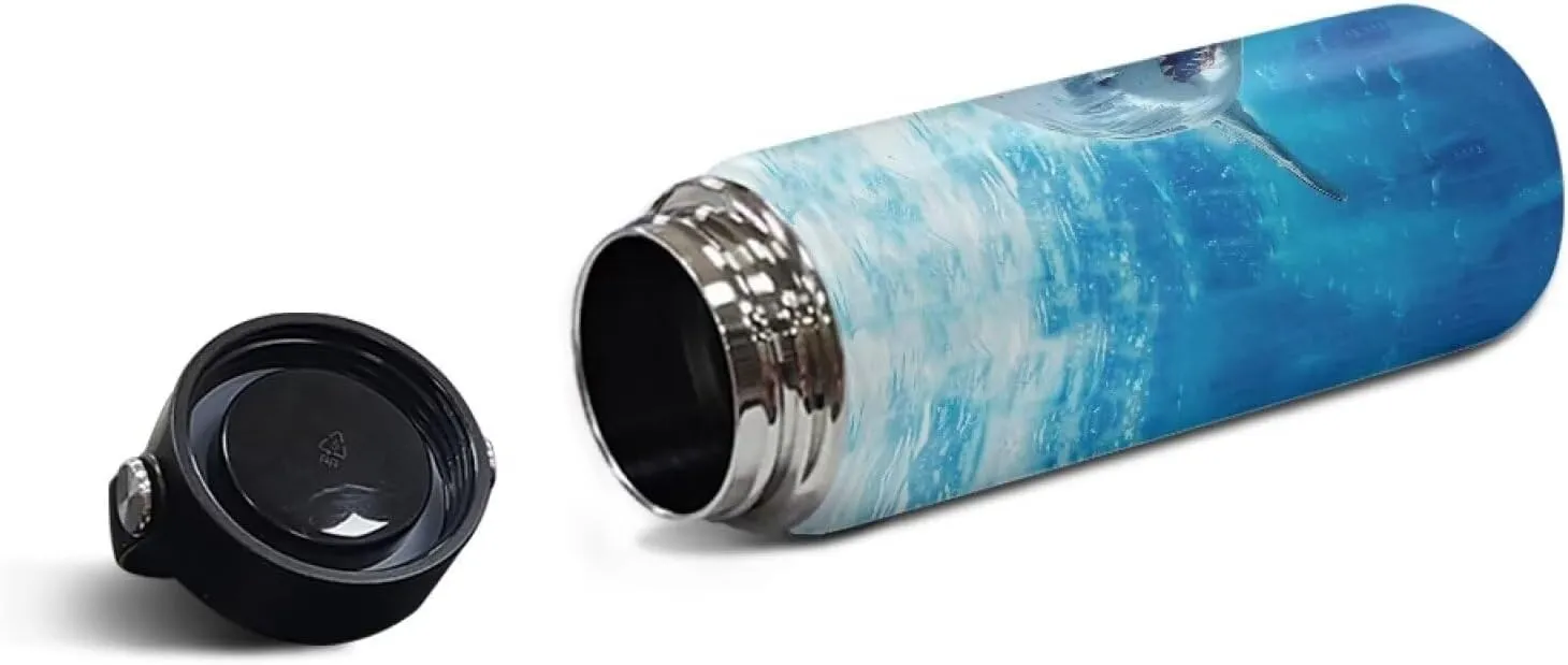 Cool Shark Kids Water Bottle for School Insulated Stainless Steel Water Bottle 18 OZ Wide Mouth Sports Water Cup Flask With Lid and Handle Coffee Mug Reusable Tumbler for Travel,Gym