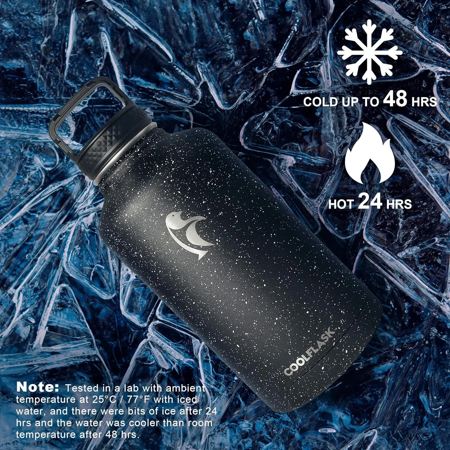 Coolflask 64 oz Insulated Water Bottle with Straw&3 Lids, Half Gallon Insulated Water Jug Galaxy Large Metal Stainless Steel Flask for Gym, Sports and Office, Keep Cold 48H Hot 24H, Starry Night