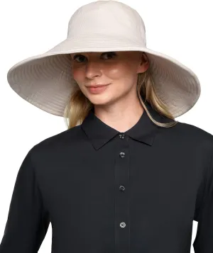 Coolibar UPF 50  Women's Brittany Beach Hat - Sun Protective (One Size- Natural Modern Herringbone)