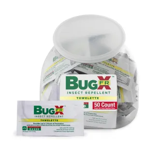 CoreTex Bug X FR DEET-Free Insect Repellent Wipes - Fishbowl Pack of 50 Single-Use, Naturally Derived Geranium Oil Bug Wipes - Protects Against Flies, Fleas, & Ticks - Travel Size Mosquito Repellent