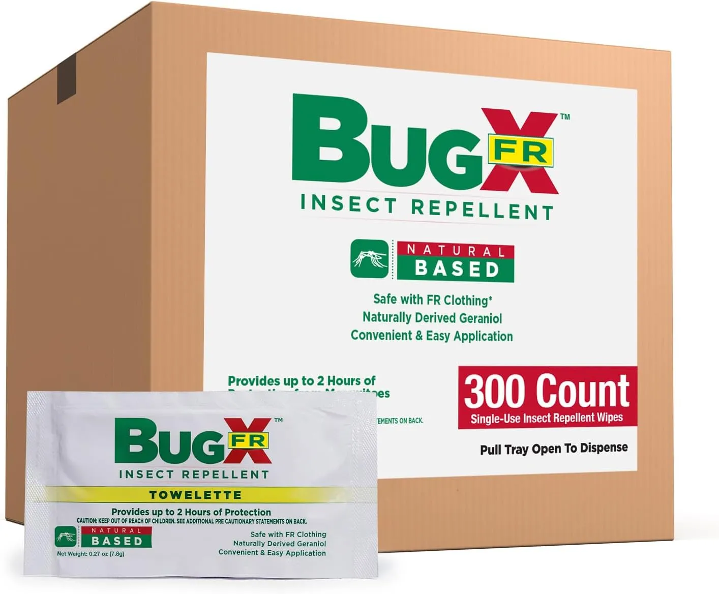 CoreTex Bug X FR DEET-Free Insect Repellent Wipes - Pack of 300 Single-Use, Naturally Derived Geranium Oil Bug Wipes - Protects Against Flies, Fleas & Ticks - Travel Size Mosquito Repellent Towelettes