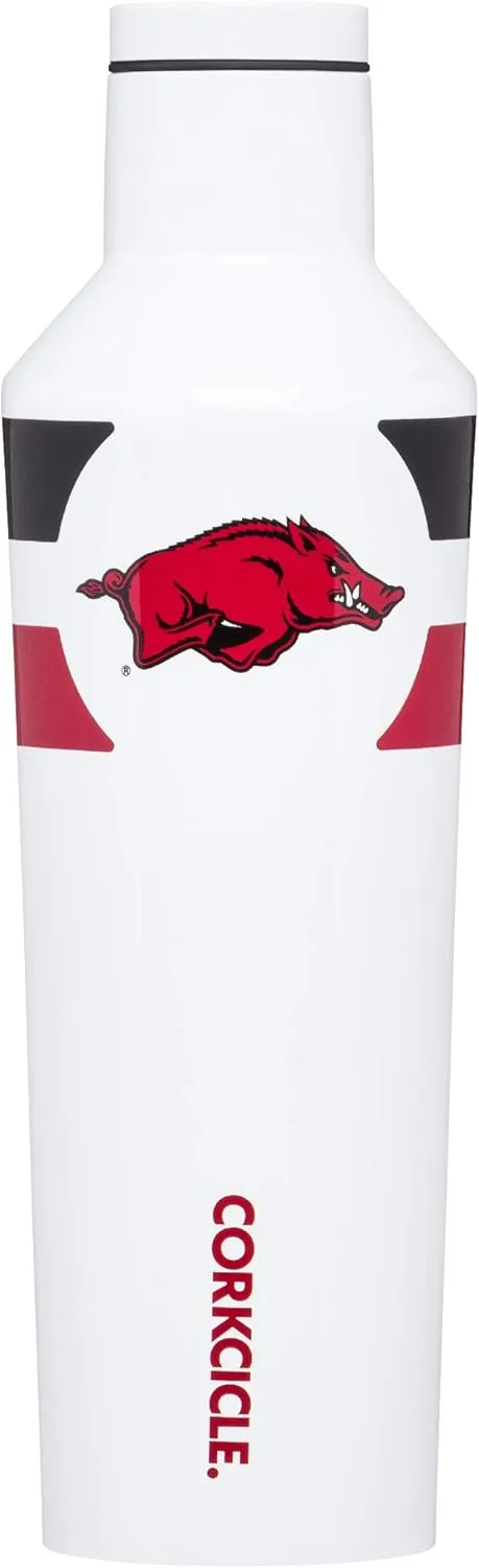 Corkcicle - 16oz NCAA Triple Insulated Stainless Steel Water Bottle, University of Arkansas Razorbacks, Gym Stripe
