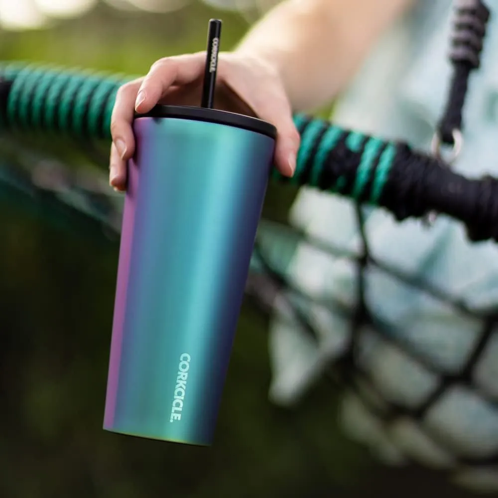 Corkcicle Cold Cup Insulated Tumbler with Lid and Straw, Dragonfly, 24 oz – Reusable Water Bottle Keeps Beverages Cold for 12hrs, Hot 5hrs – Cupholder Friendly Tumbler, Lid for Flexible Sipping