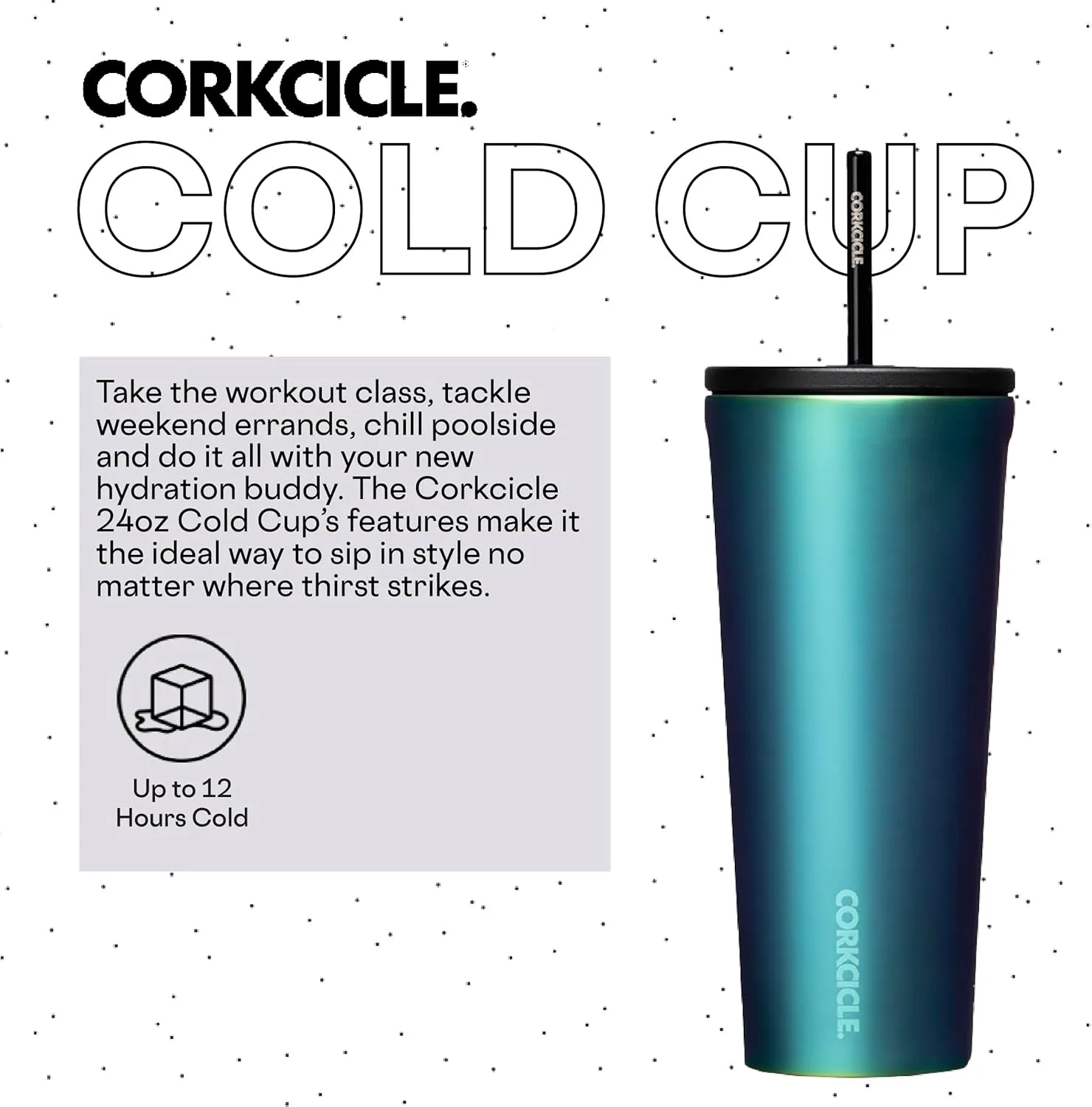 Corkcicle Cold Cup Insulated Tumbler with Lid and Straw, Dragonfly, 24 oz – Reusable Water Bottle Keeps Beverages Cold for 12hrs, Hot 5hrs – Cupholder Friendly Tumbler, Lid for Flexible Sipping
