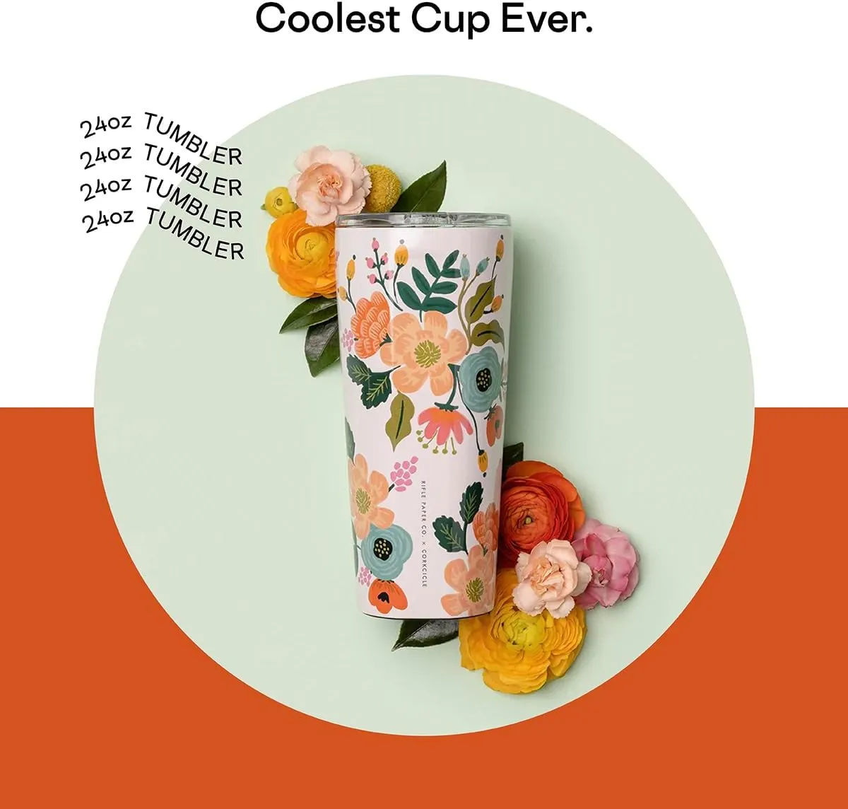 Corkcicle x Rifle Paper Co. Classic Insulated Coffee Mug with Lid, Cream Lively Floral, 24 oz – Stainless Steel Travel Tumbler Keeps Cold 9hrs, Hot 3hrs – Cupholder Friendly Travel Coffee Tumbler