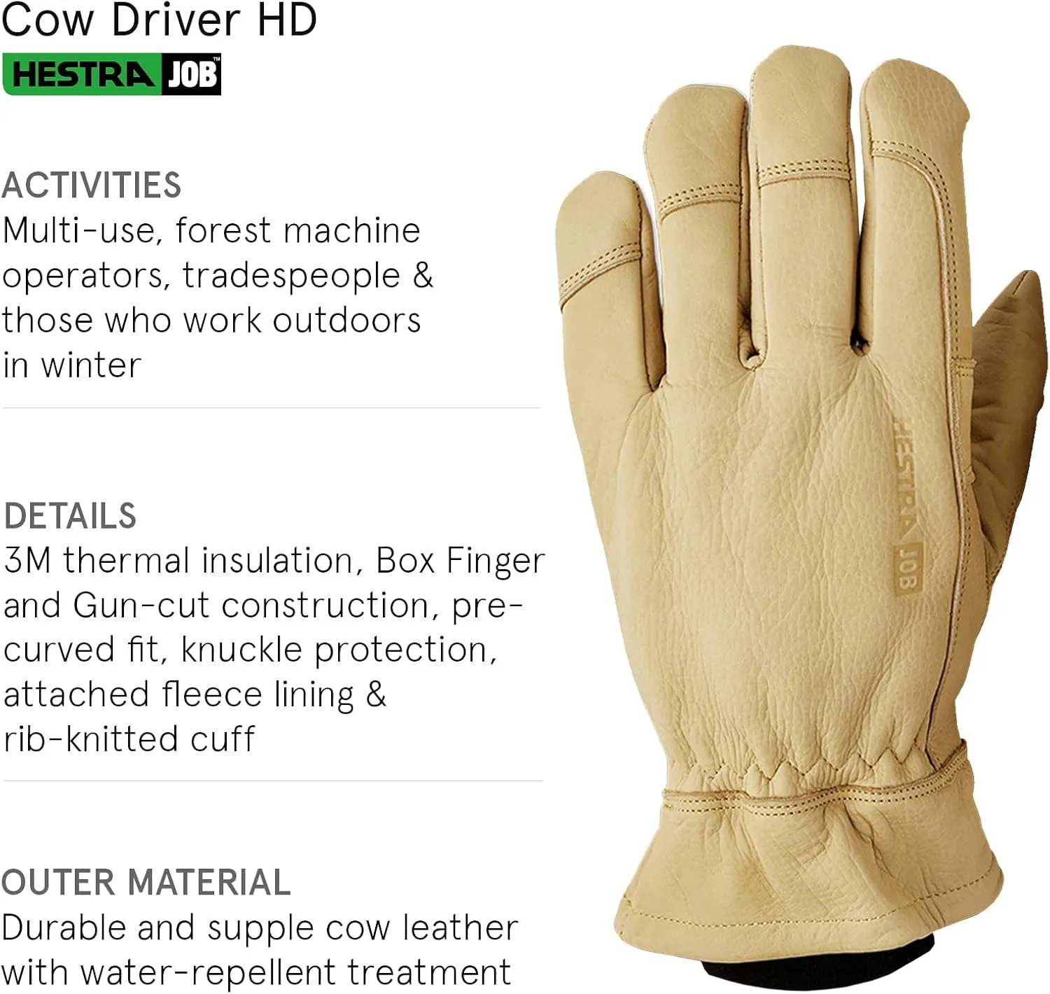 Cow Driver HD Work Glove I Thermal Insulated Leather Multi-Use Winter Gloves for Everyday Craftsmanship and Construction