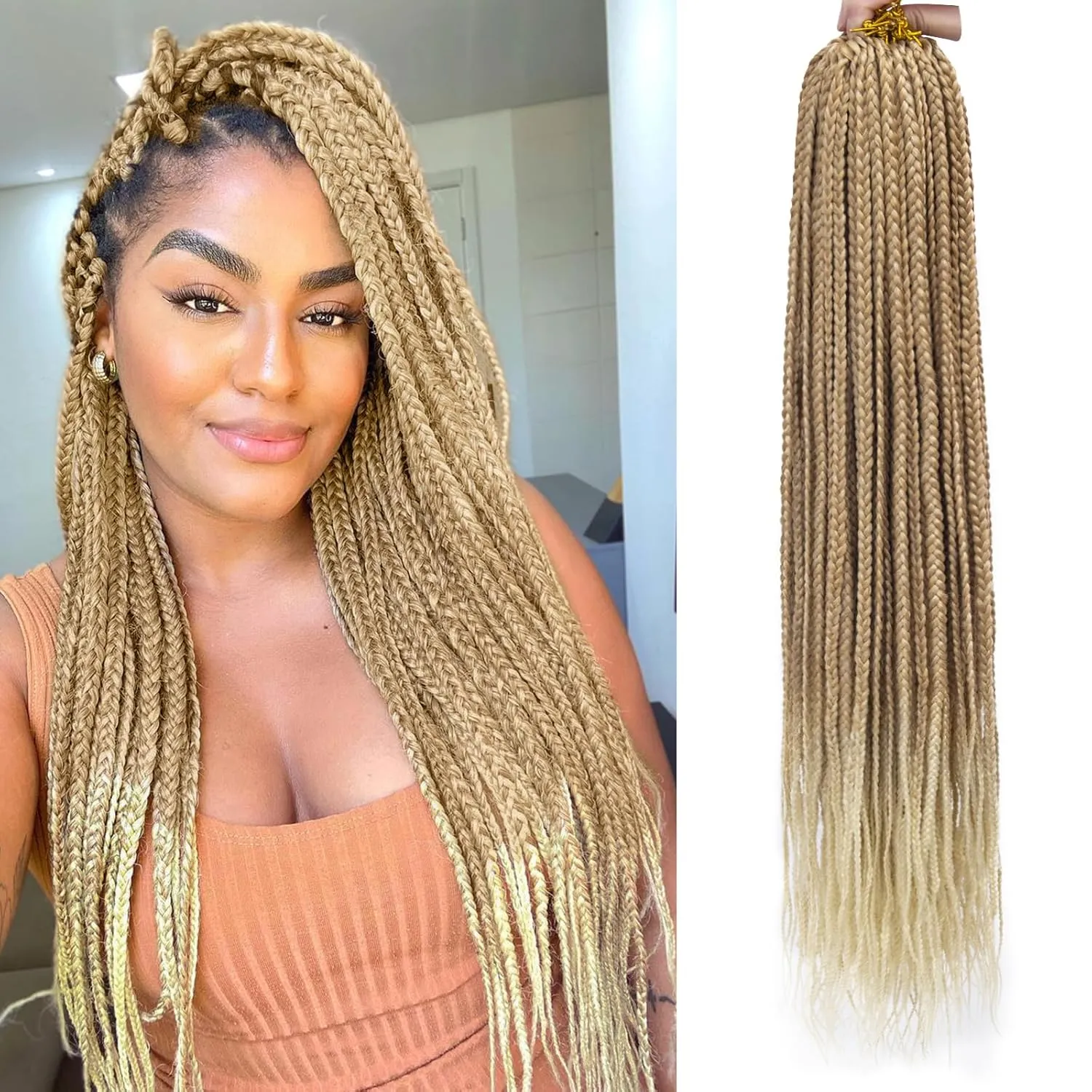 Crochet Box Braids 6Packs 22Inch Pre-looped Synthetic Crochet Braids for Black Women