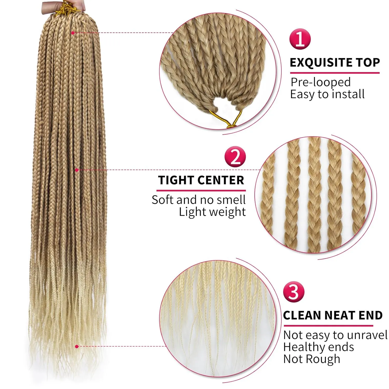 Crochet Box Braids 6Packs 22Inch Pre-looped Synthetic Crochet Braids for Black Women