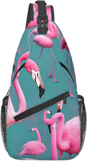 Cross Chest Bag Diagonally - Quality, Durable, and Spacious Shoulder Bag for Men and Women A flock of flamingos Prints