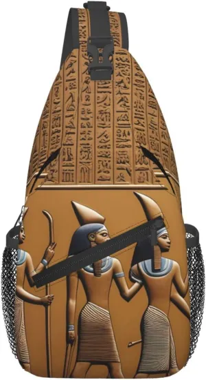 Cross Chest Bag Diagonally - Quality, Durable, and Spacious Shoulder Bag for Men and Women Egypt Hieroglyphics Printing