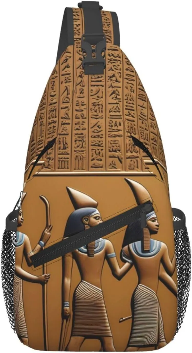 Cross Chest Bag Diagonally - Quality, Durable, and Spacious Shoulder Bag for Men and Women Egypt Hieroglyphics Printing