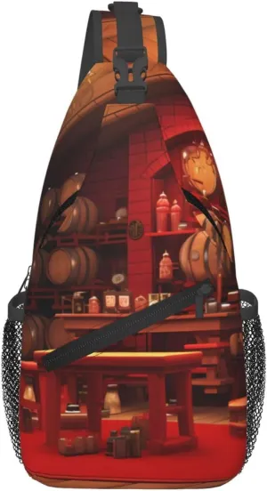 Cross Chest Bag Diagonally - Quality, Durable, and Spacious Shoulder Bag for Men and Women Red Wine Cellar Pattern