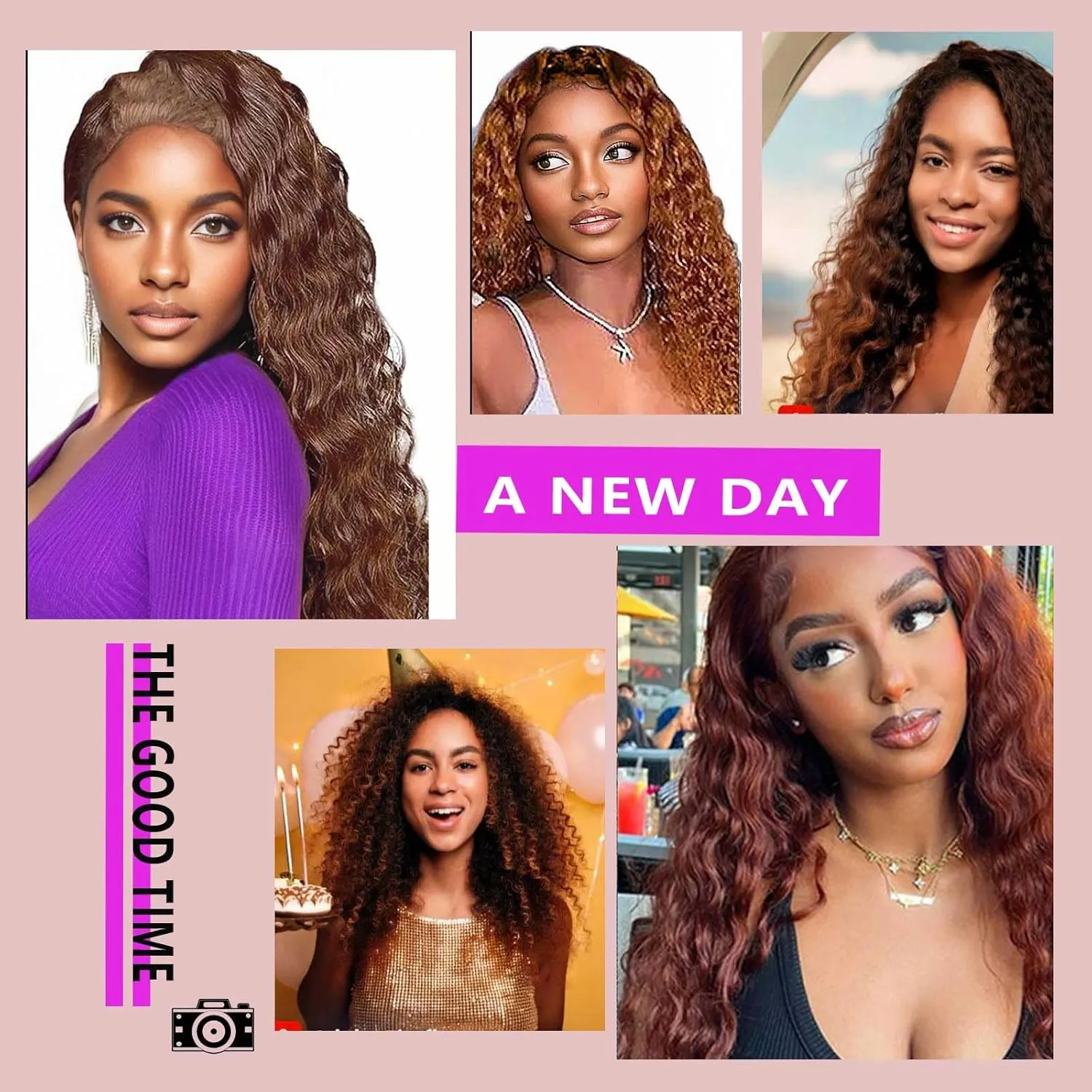 Curly Human Hair Bundles - Deep Wave 18 20 22 Inch, Light Brown Remy Hair, Soft & Tangle-Free, Natural Looking Extensions