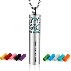 Custom Essential Oil Necklaces for Women&Men, Aromatherapy Stainless Steel Diffuser Locket, Personalized Perfume Locket Round Bottle Pendant Necklace