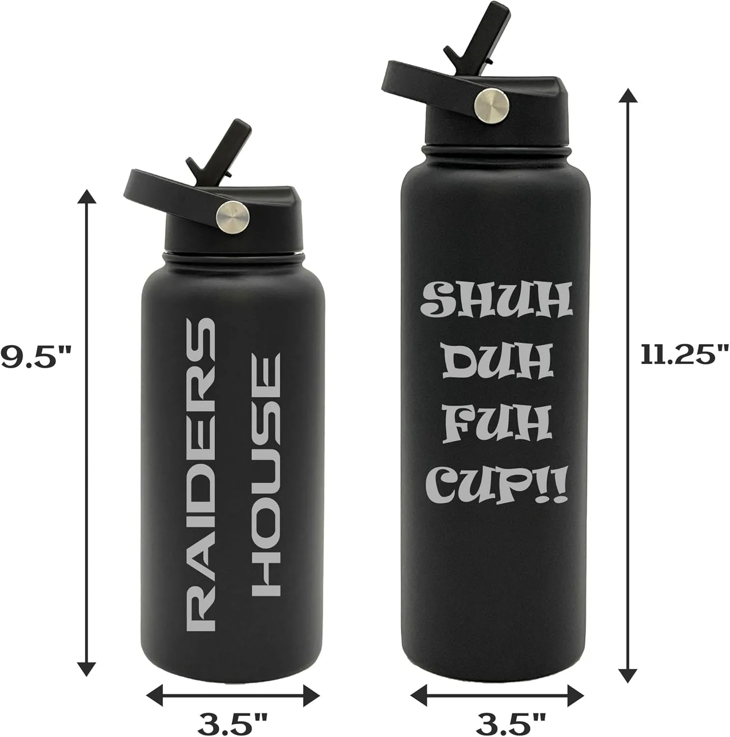 Customized Tumblers, Double Wall Personalized Bottle w/Flip Top Lid, Laser Engraved Text for Special Holidays, Birthdays, Anniversaries - Travel Drinkware for Work (32oz Black)