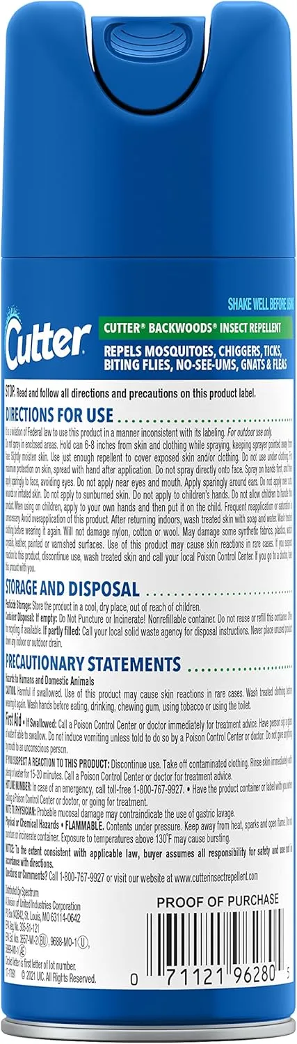 Cutter Backwoods Insect Repellent (12 Pack), Repels Mosquitos for Up To 10 Hours, 25% DEET, 6 Ounce (Aerosol Spray)