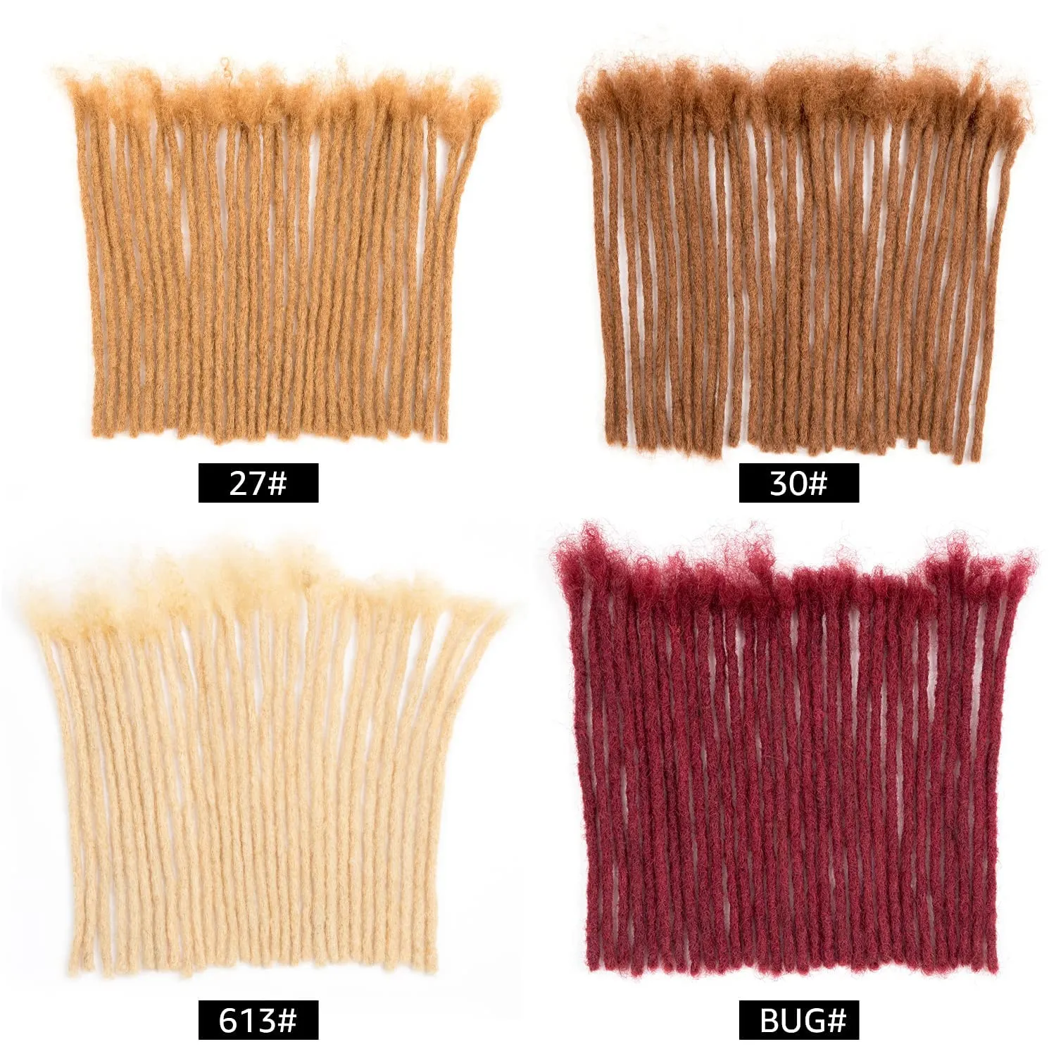DAIXI 0.6cm & 0.8cm Thickness #Bug Color 4 Inch 10 Strands 100% Real Human Hair Dreadlock Extensions for Man/Women Handmade Permanent loc Extensions Bundles Can Be Dyed Bleached Curled and Twisted