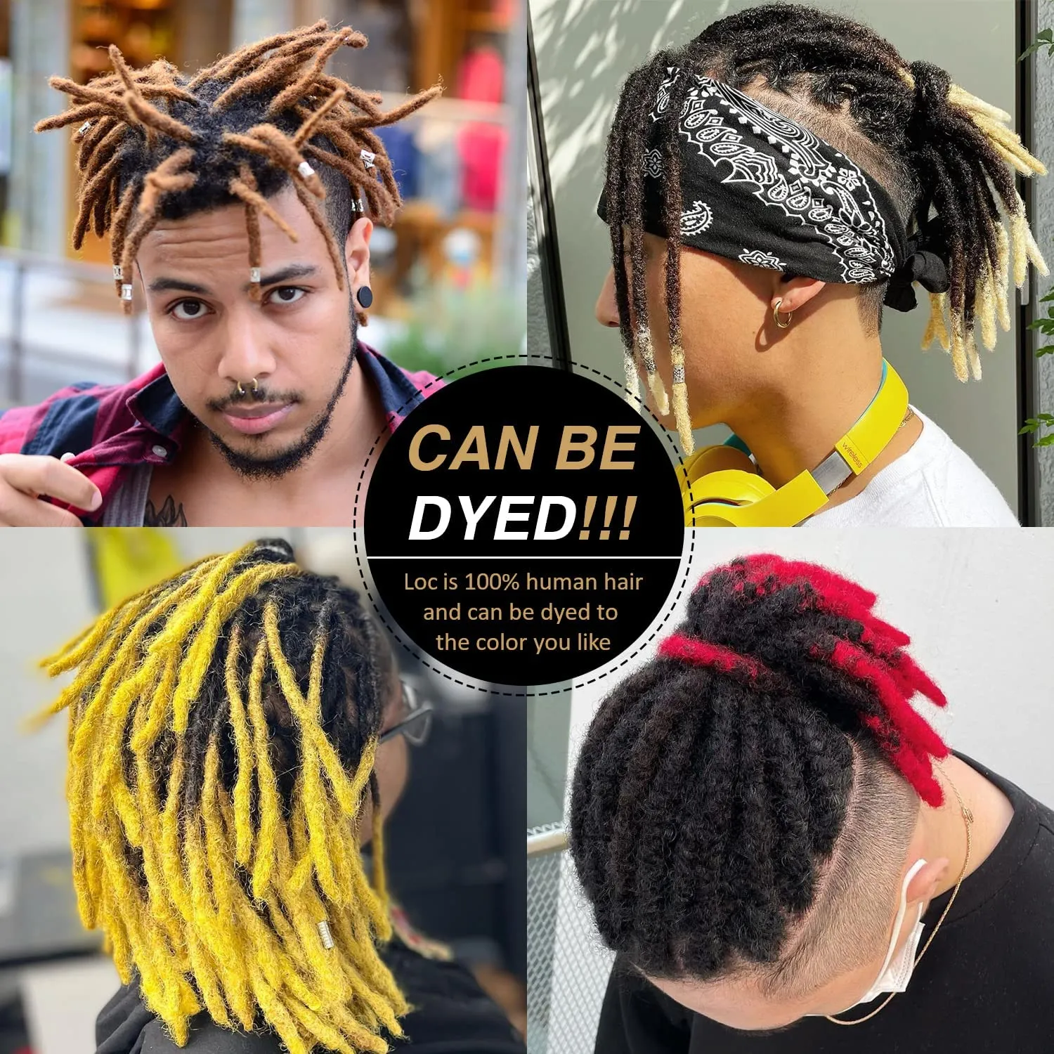 DAIXI 0.6cm & 0.8cm Thickness #Bug Color 4 Inch 10 Strands 100% Real Human Hair Dreadlock Extensions for Man/Women Handmade Permanent loc Extensions Bundles Can Be Dyed Bleached Curled and Twisted