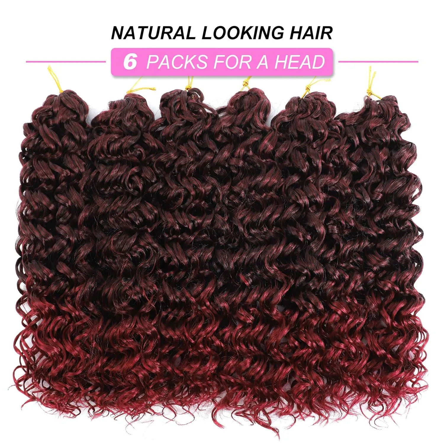 Dansama GoGo Curl Crochet Hair, Ocean Wave Water Wave Synthetic Braiding Hair Extensions for Black Women (14 inch (Pack of 6), T1B/BUG)