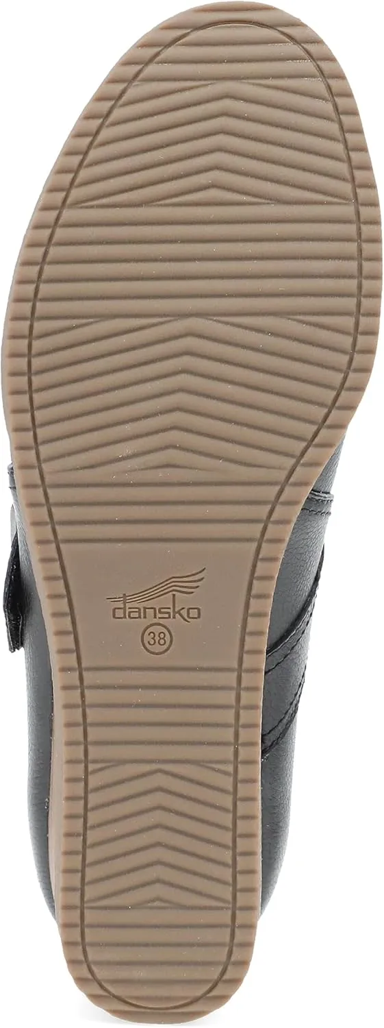 Dansko Sandy Wedge Mary Jane for Women - Durable Waterproof Leathers and Leather-Stacked Heel - Adjustable Hook & Loop Strap with Buckle Detail