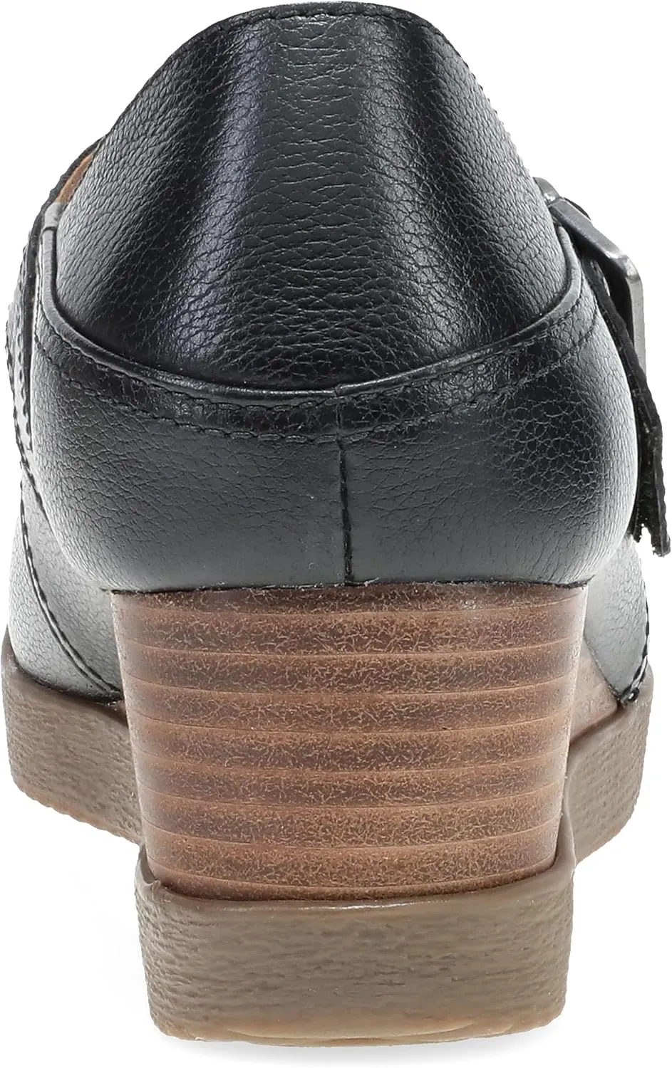 Dansko Sandy Wedge Mary Jane for Women - Durable Waterproof Leathers and Leather-Stacked Heel - Adjustable Hook & Loop Strap with Buckle Detail