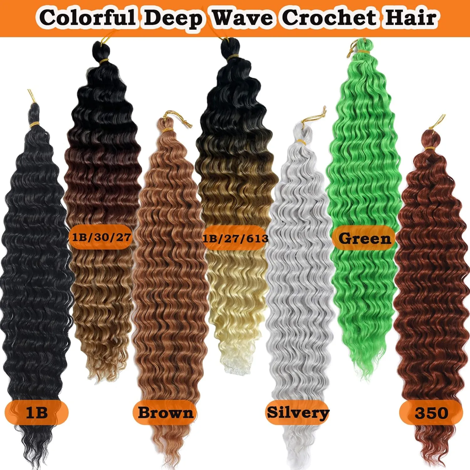 Deep Wave Crochet Hair 18 Inch 27 Color Ocean Wavy Crochet Braids Soft Curly Deep Twist Crochet Braiding Hair Extensionst for Women (18 Inch(Pack of 3), 27#)