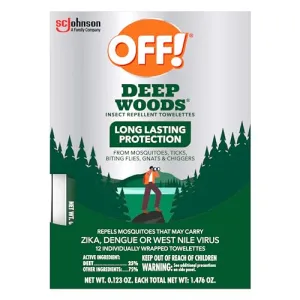 Deep Woods Mosquito & Insect Repellent Wipes – Long-Lasting,12 Individually Wrapped Wipes