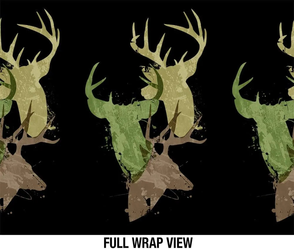 Deer Heads Trio Design Hunting Hunter Camouflage 24 oz Insulated Canteen Water Bottle, Leak Resistant, Vacuum Insulated Stainless Steel with Loop Cap