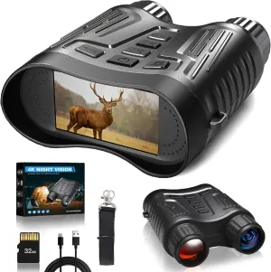 Digital Infrared Night Vision Goggles - 4''/3'' Night Vision for Viewing in 100% Darkness-4K UHD/4K Video for Hunting, Camping, Birds Watching