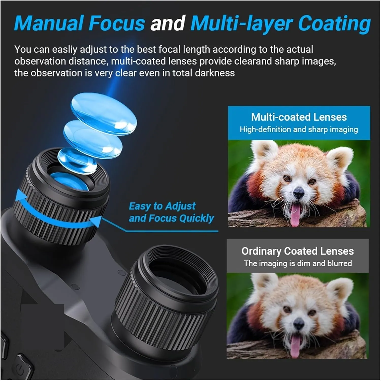 Digital Night Vision Binoculars Outdoor Full HD Infrared 1080P Hunting Night Vision Goggles for Camping Travel Tourism, With Tf Card