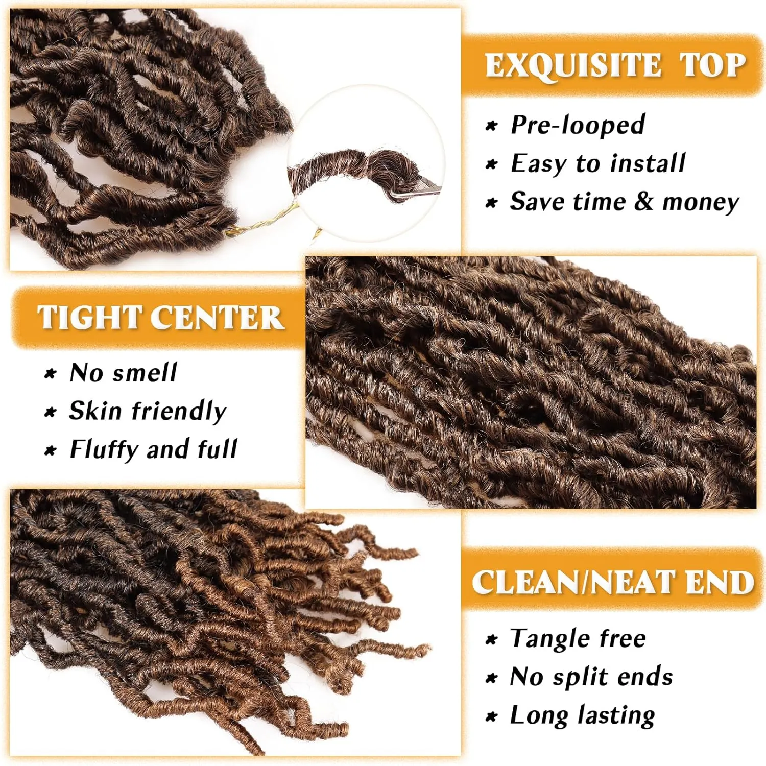 Dorsanee 18 inch New Faux Locs Crochet Hair 7 Packs New Soft Locs Crochet Hair for Black Women Pre Looped Goddess Locs Synthetic Braiding Hair Extensions Ombre Brown (18in, 1B/30)