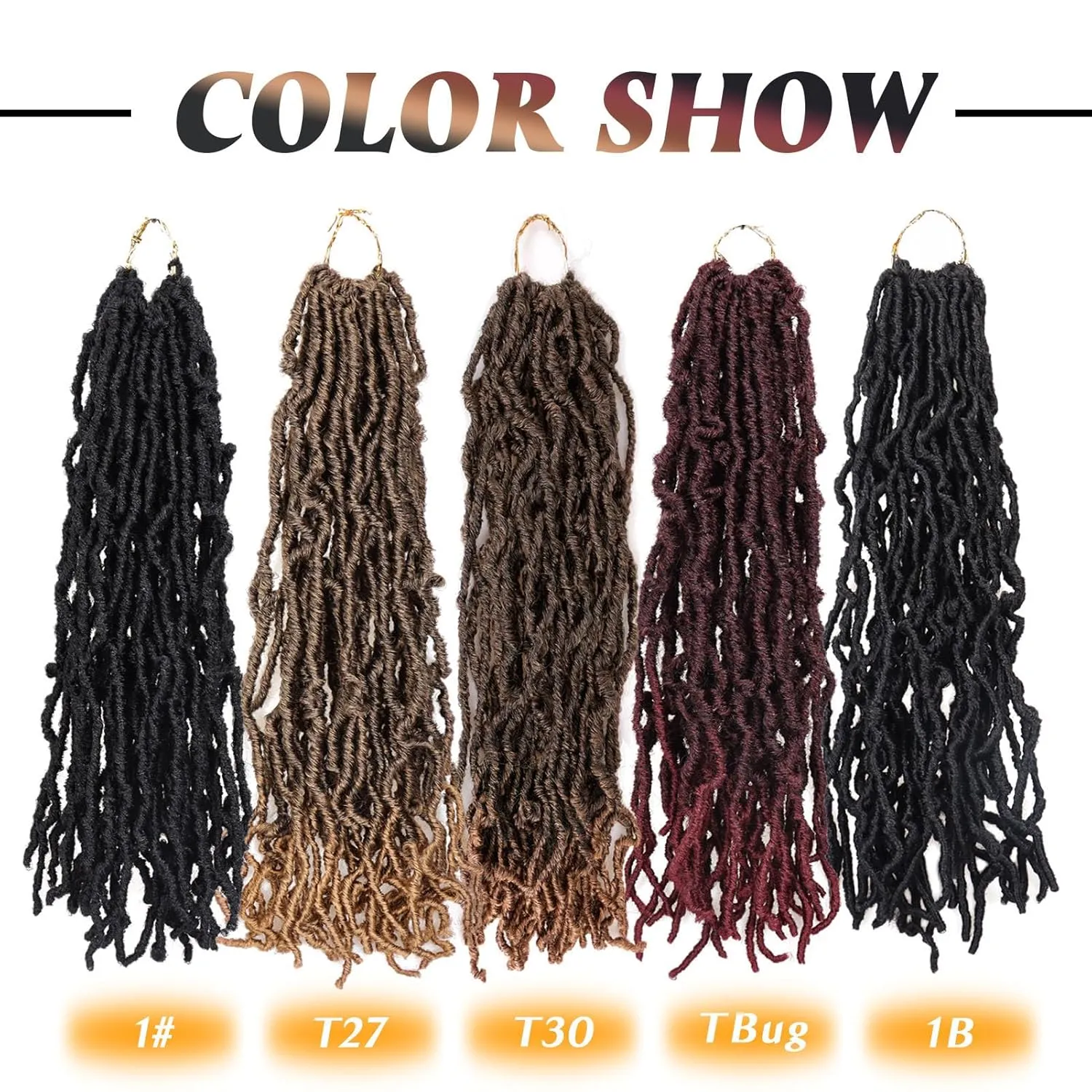 Dorsanee 18 inch New Faux Locs Crochet Hair 7 Packs New Soft Locs Crochet Hair for Black Women Pre Looped Goddess Locs Synthetic Braiding Hair Extensions Ombre Brown (18in, 1B/30)